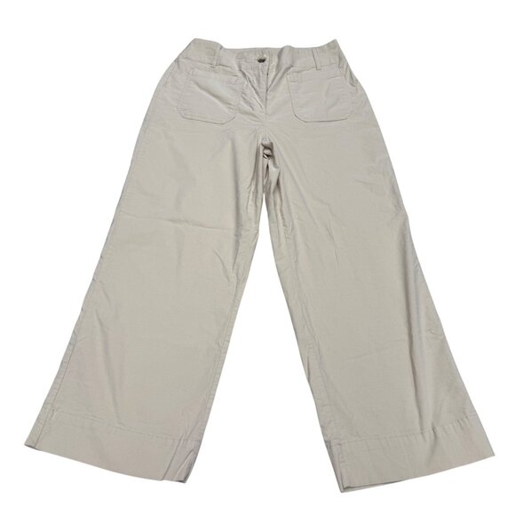 Nicole Millar NY Women's Wide Leg Beige Pants Front Patch Pockets, Size 8 - Picture 1 of 11